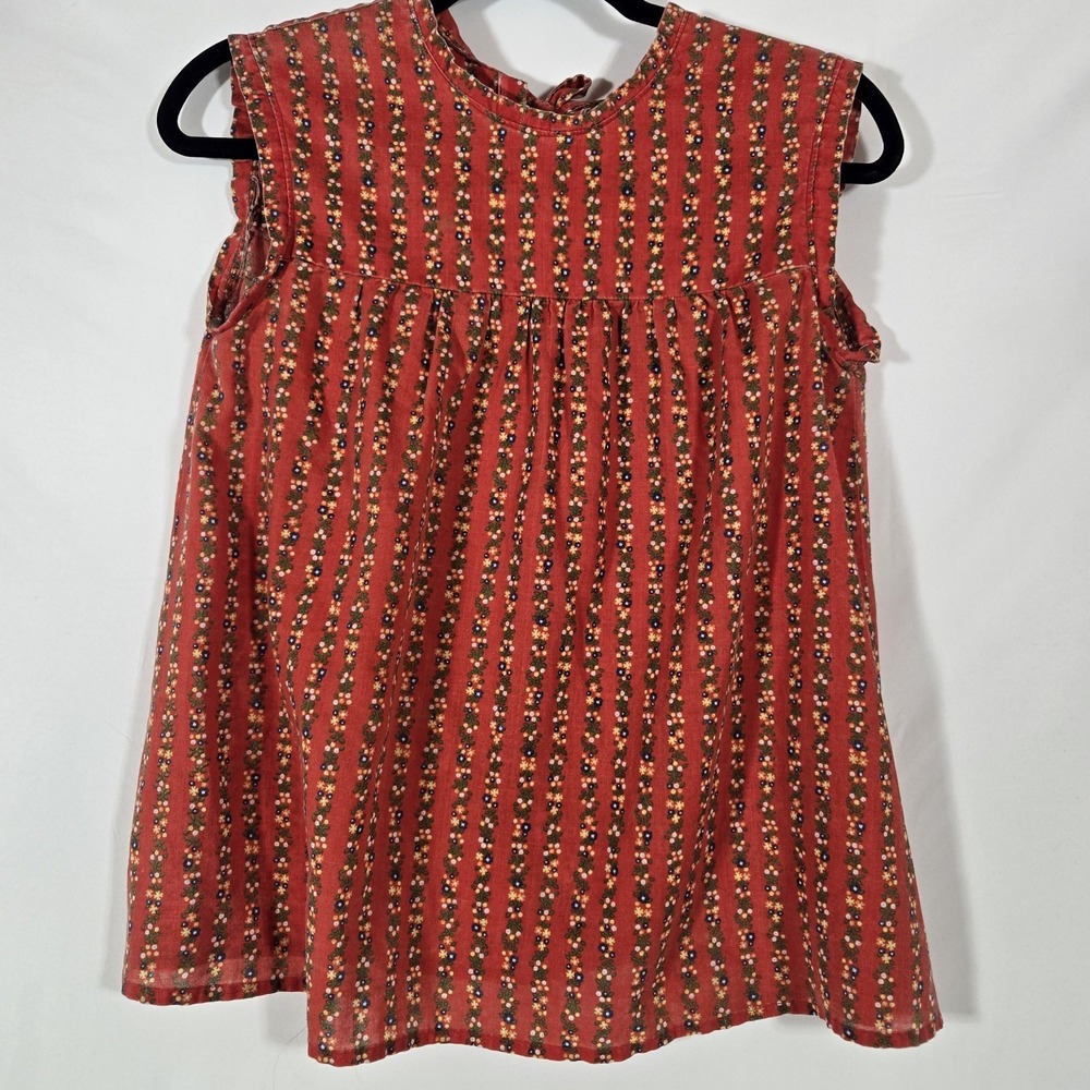 Vintage Home Made Tank Top | Red with overall Pattern | Women's Aprox Medium